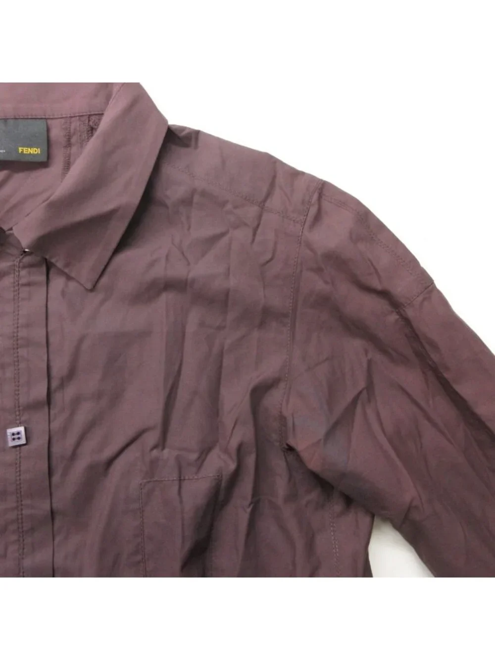 Fendi Dress Logo Brooch Shirt Long Sleeve Purple